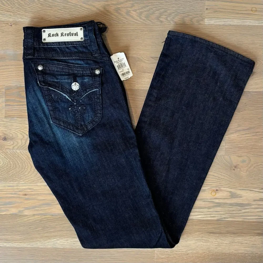 NWT Rock Revival Heather Bootcut Jeans Low Rise Y2K Rare 2010s Womens Size 30 - Picture 2 of 12